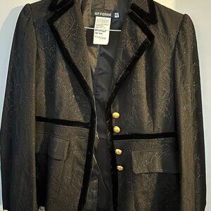 GIANFRANCO FERRE fitted black Jacket, with Lace, Gold Buttons (SIZE 26/40)